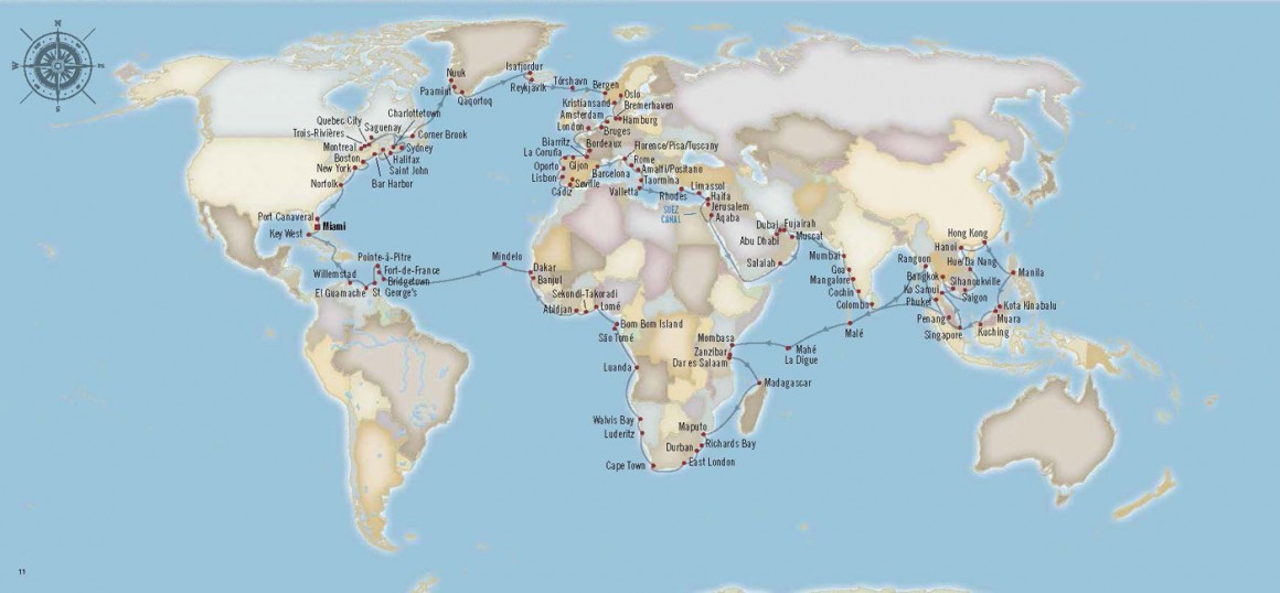 Oceania Around The World 180 Days Map